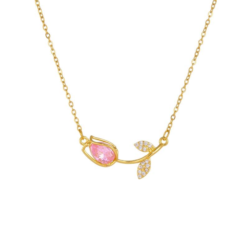 Floating Pink Tulip Necklace