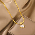 Pearl Heart Snake Chain Necklace