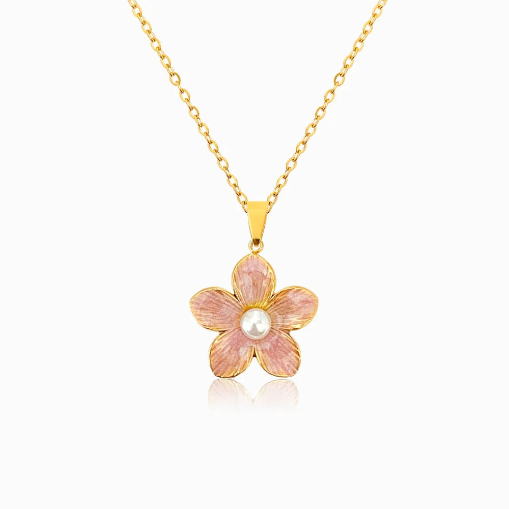 Pink Flower Pendant Necklace