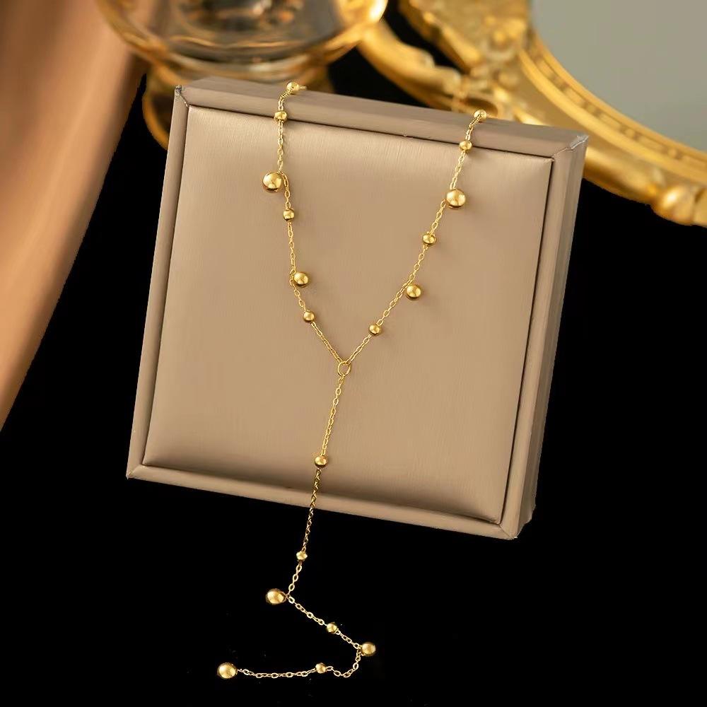Y-shape Beads Chain Long Drop Necklace