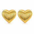 Ribbed Gold Heart Stud Earrings