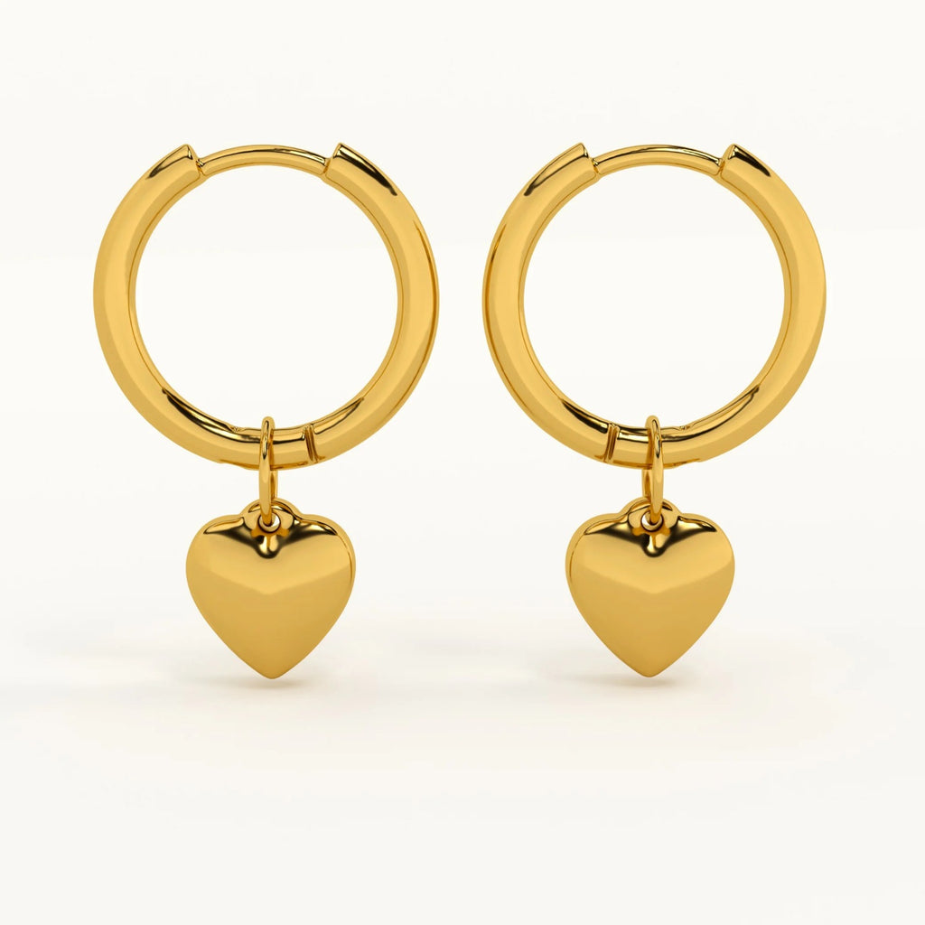 Heart Drop Hoop Earrings