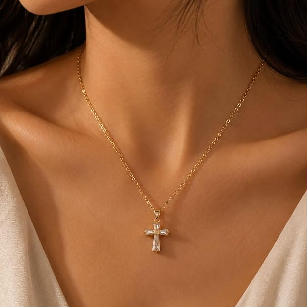Cubic Zirconia Cross Pendant Necklace