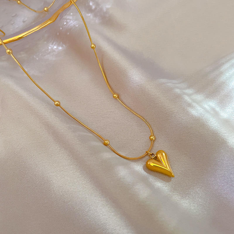 Trendy Heart Beads Chain Necklace