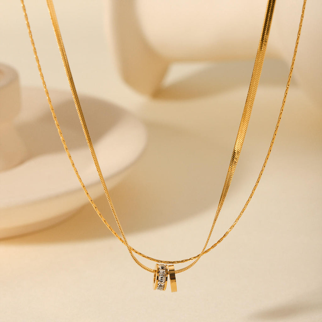 Double Layer Rings Pendant Necklace