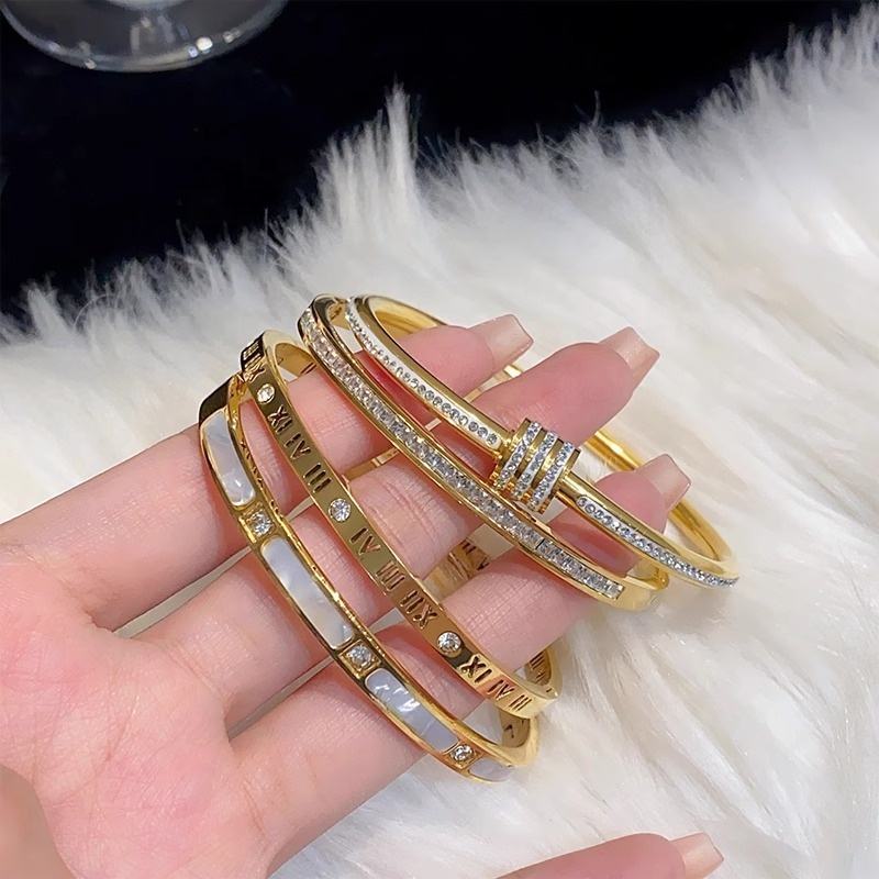 Zircon Studded Bangle Bracelet