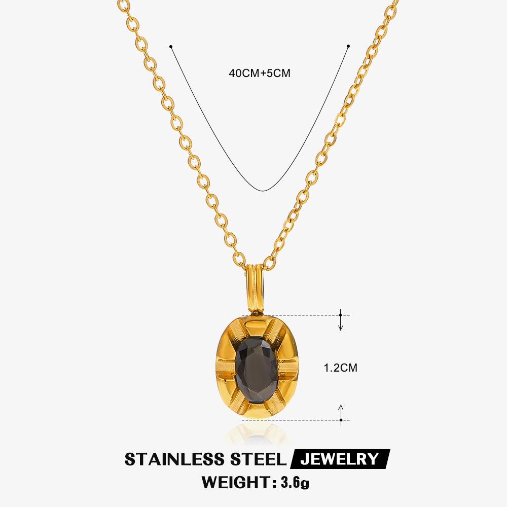 Retro Black Diamond Pendant Necklace