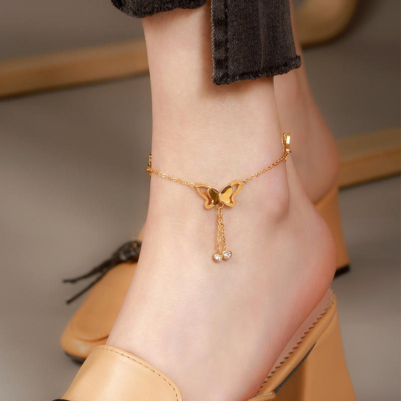 Butterfly Stone Drop Anklets
