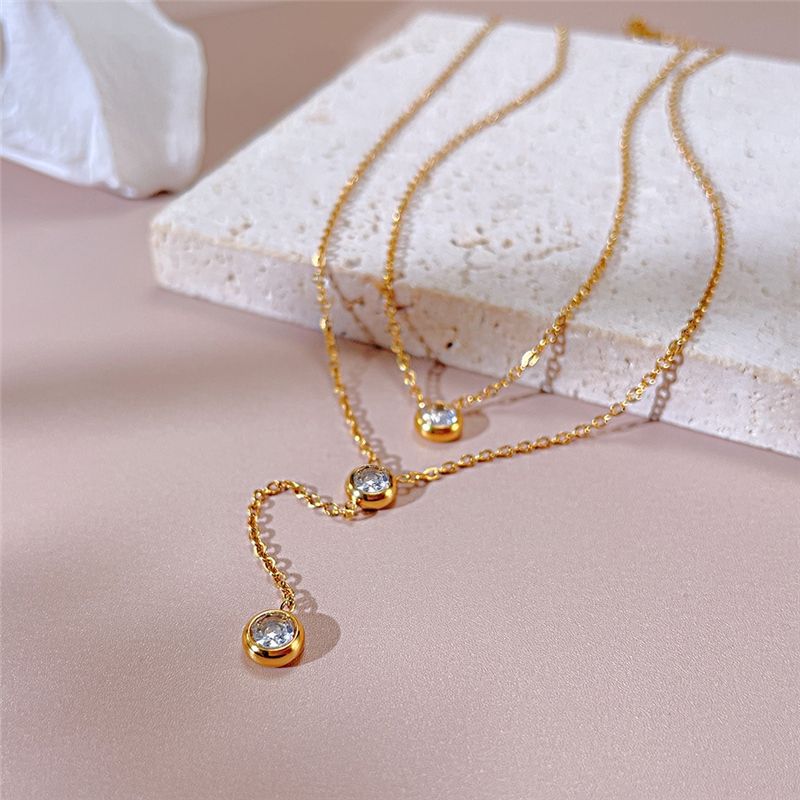 Dual Layer Diamond Charms Necklace