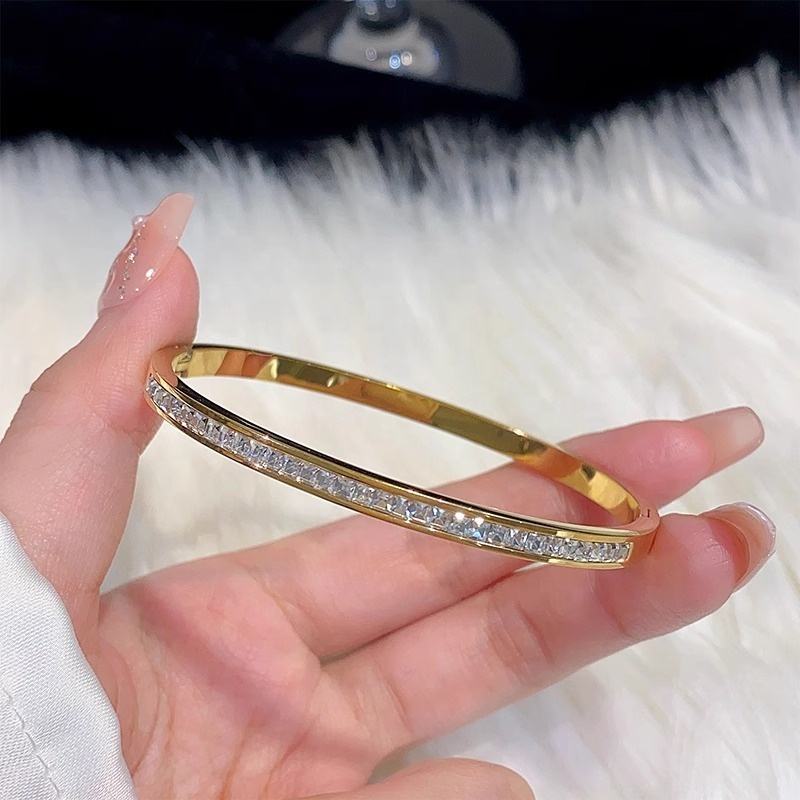 Zircon Studded Bangle Bracelet