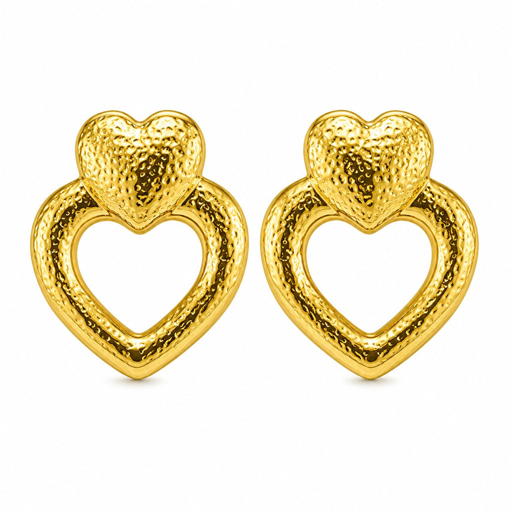 Textured Heart Hoop Earrings