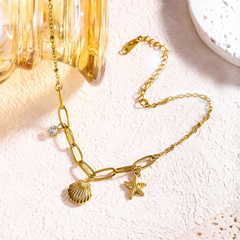 Pearl, Shell & Stone Charm Anklet