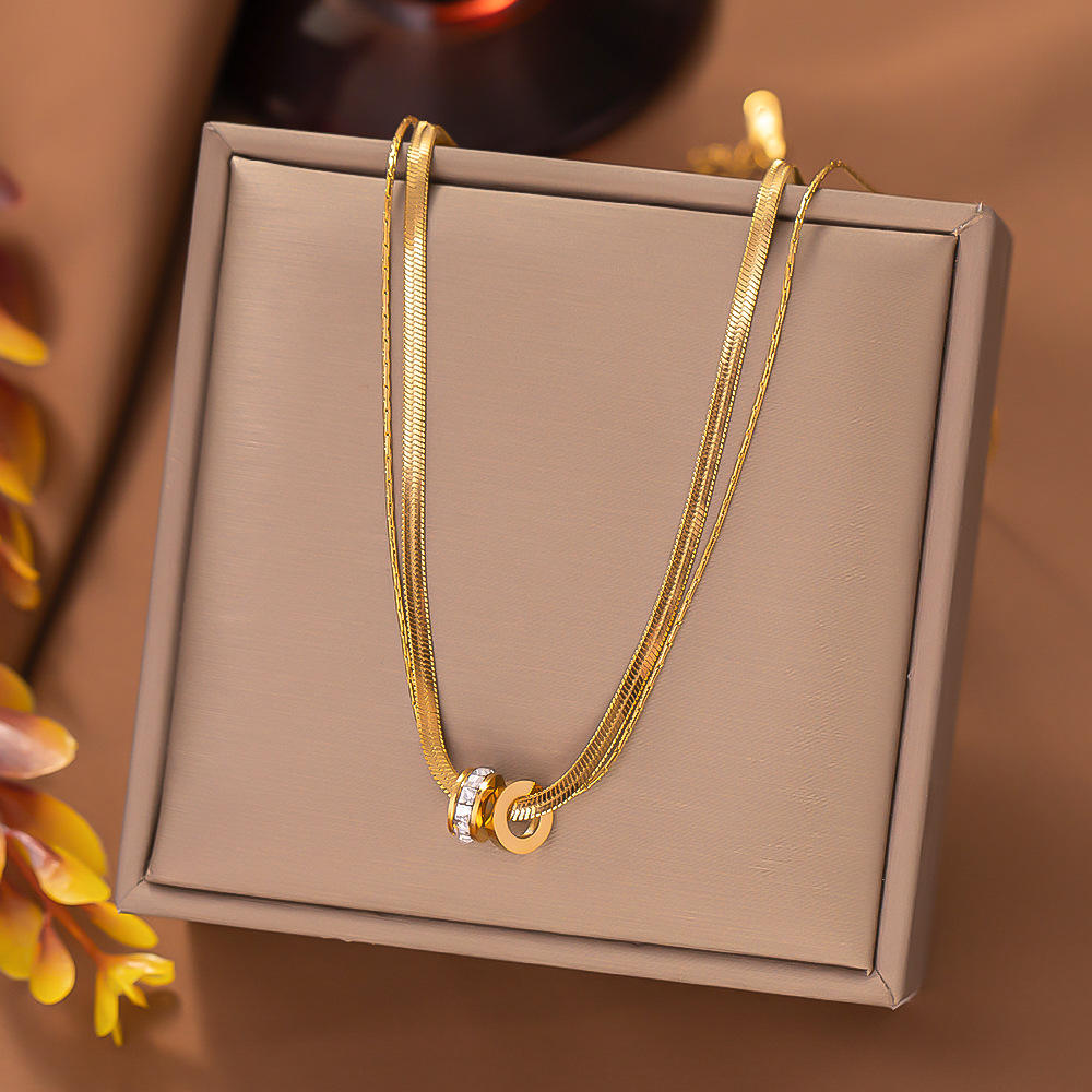 Double Layer Rings Pendant Necklace