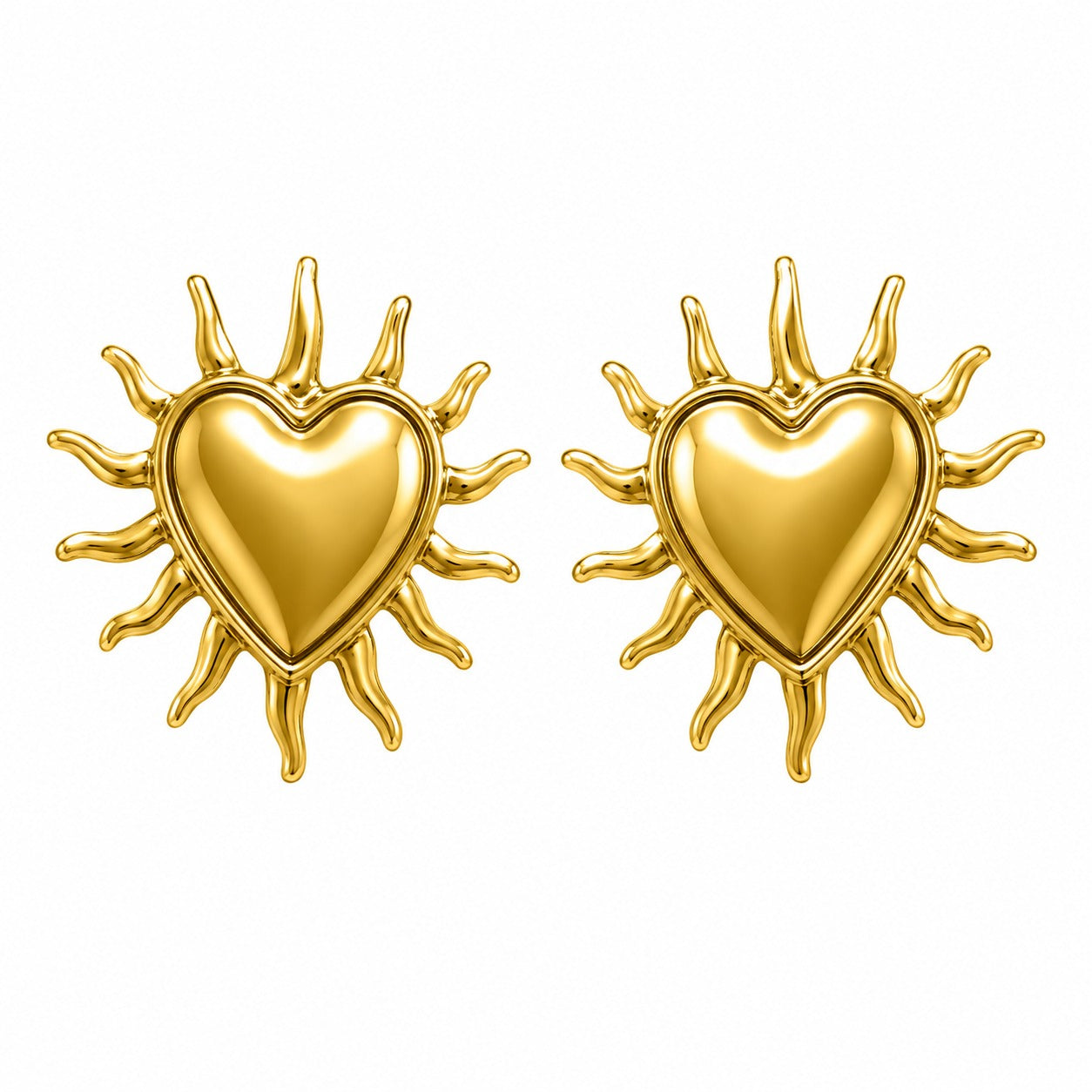 Heart Sunburst Stud Earrings