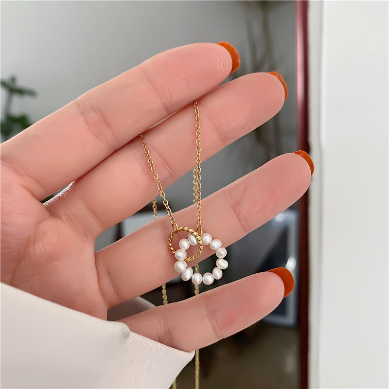 Pearl Interlocked Ring Necklace