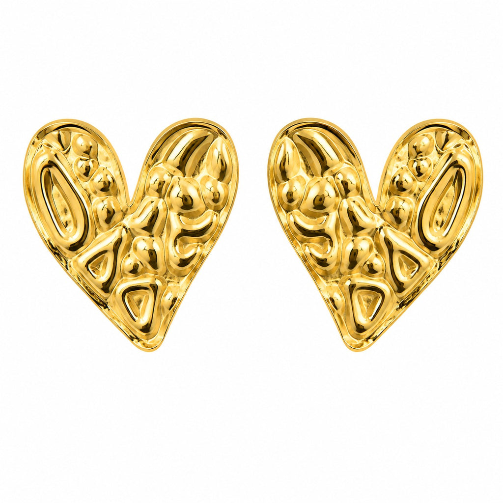 Irregular Texture Heart Stud Earrings