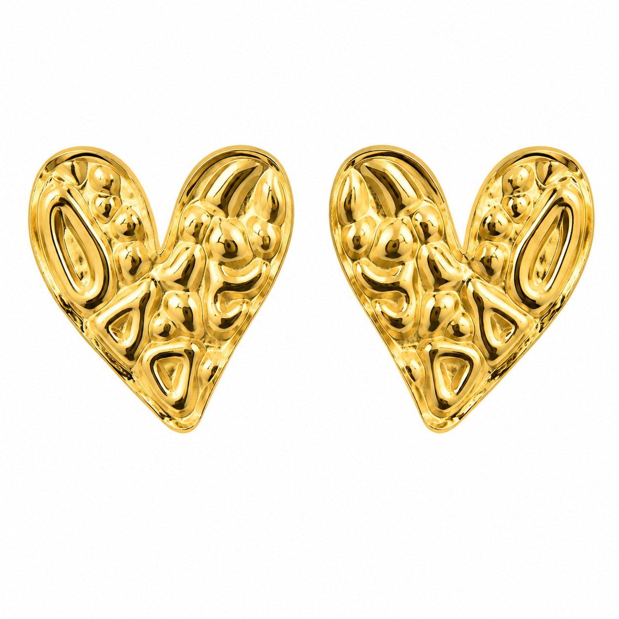 Irregular Texture Heart Stud Earrings