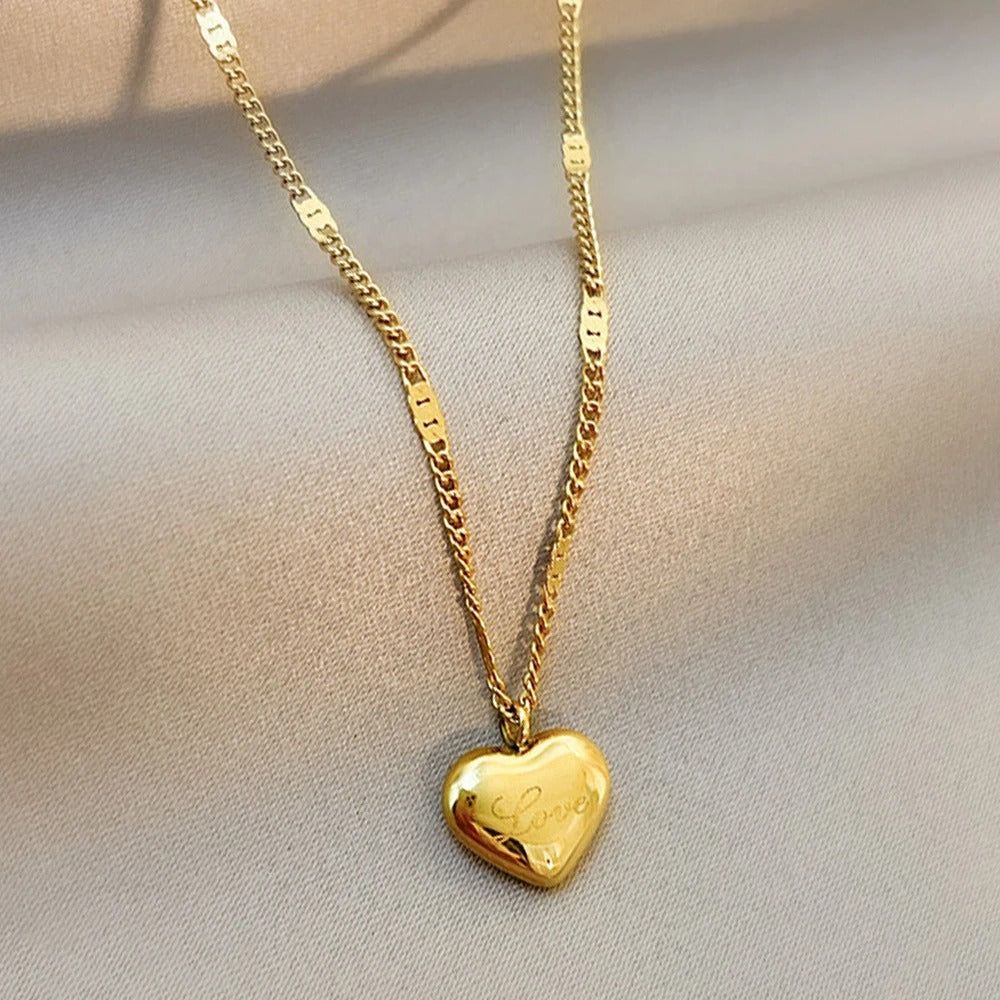 Minimal Heart Love Stamp Necklace