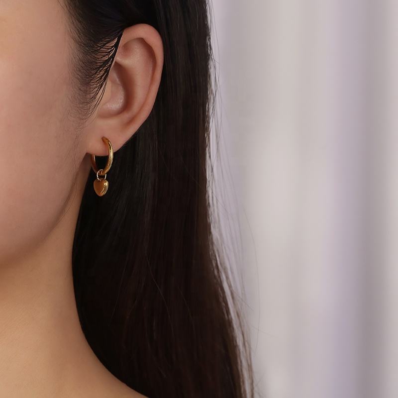 Heart Drop Hoop Earrings