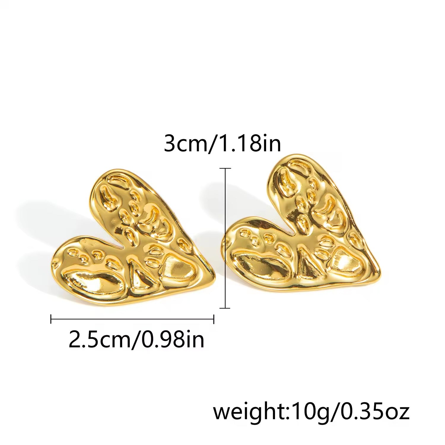 Irregular Texture Heart Stud Earrings