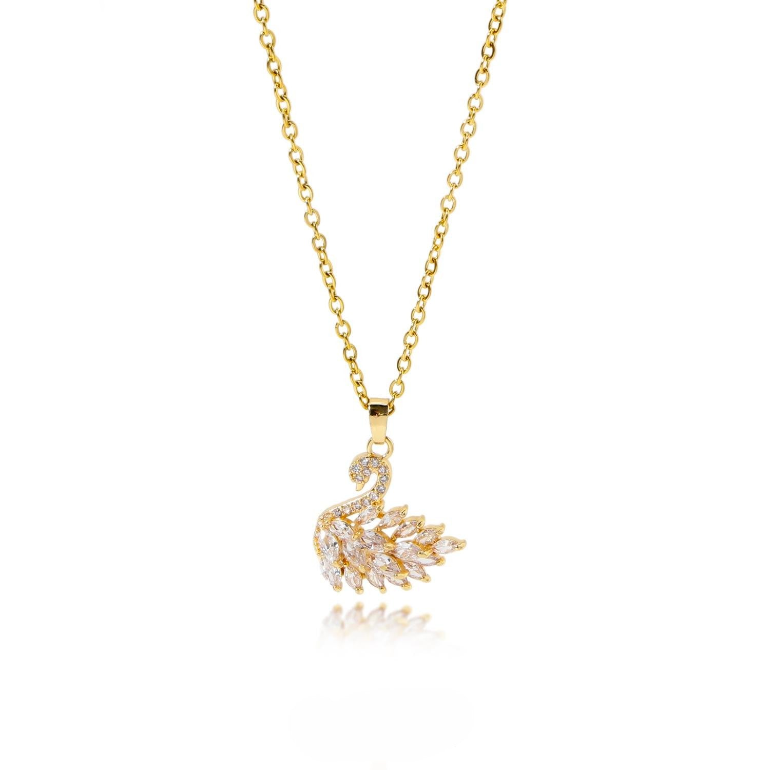 Trendy Pink Swan Pendant Necklace
