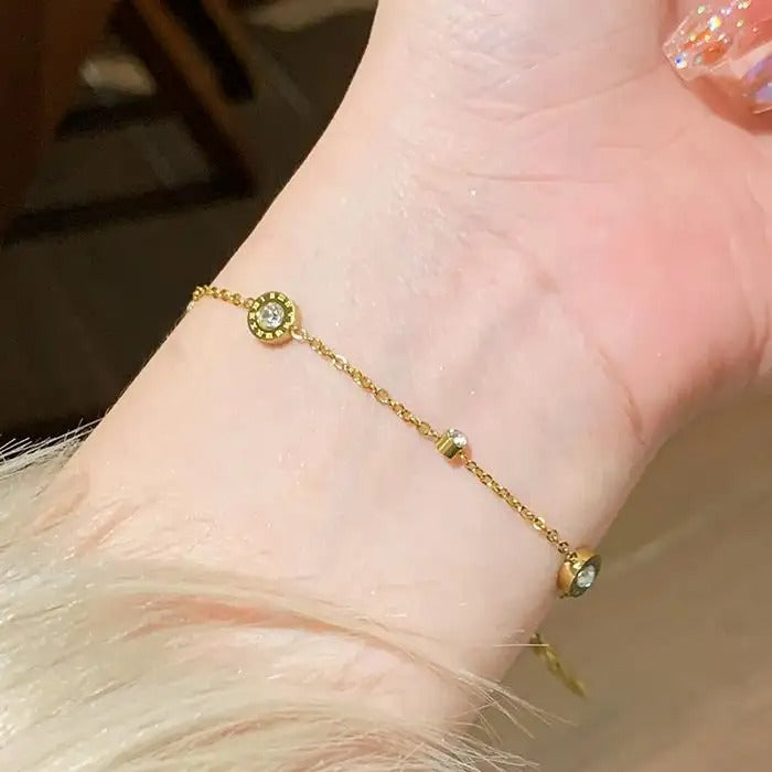 Roman Numbers Diamond Studded Bracelet
