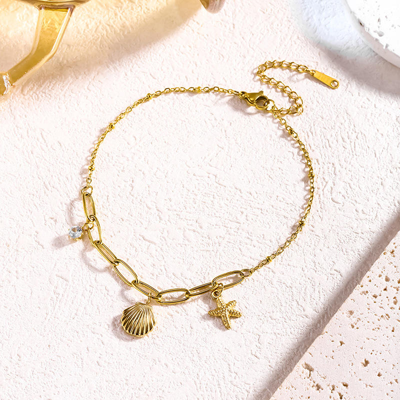 Pearl, Shell & Stone Charm Anklet