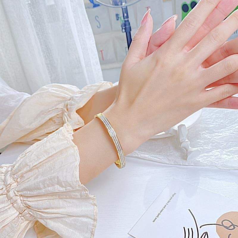 Micro Layered Zirconia Studed Bangle Bracelet