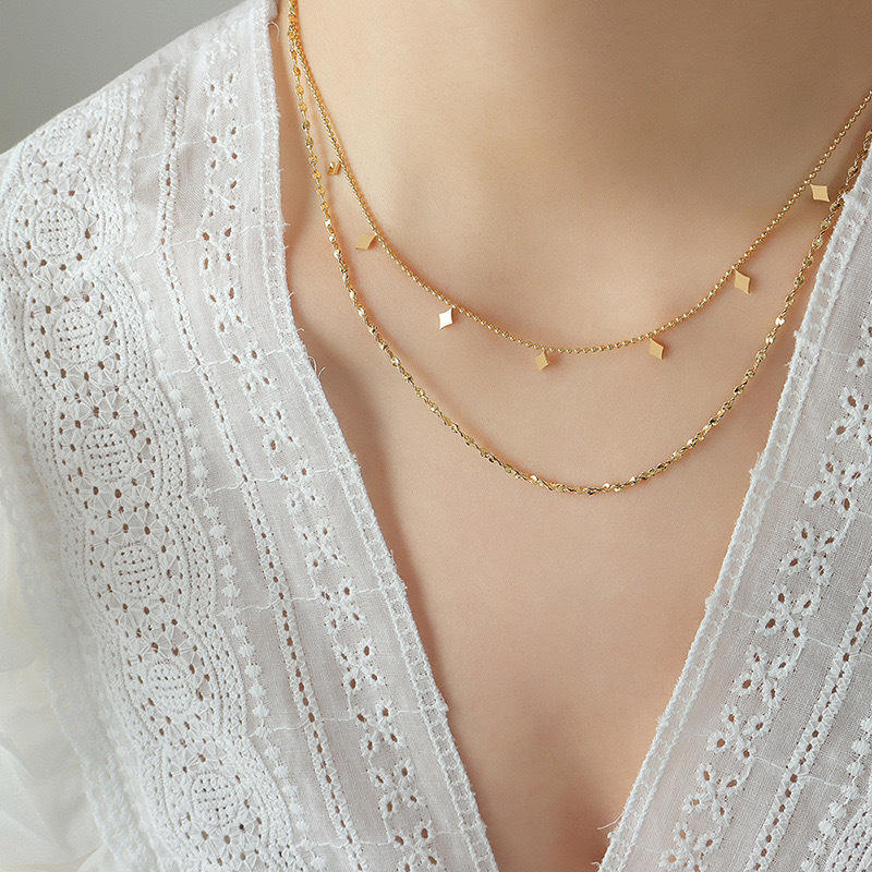 Dual Layer Geometric Charm Necklace