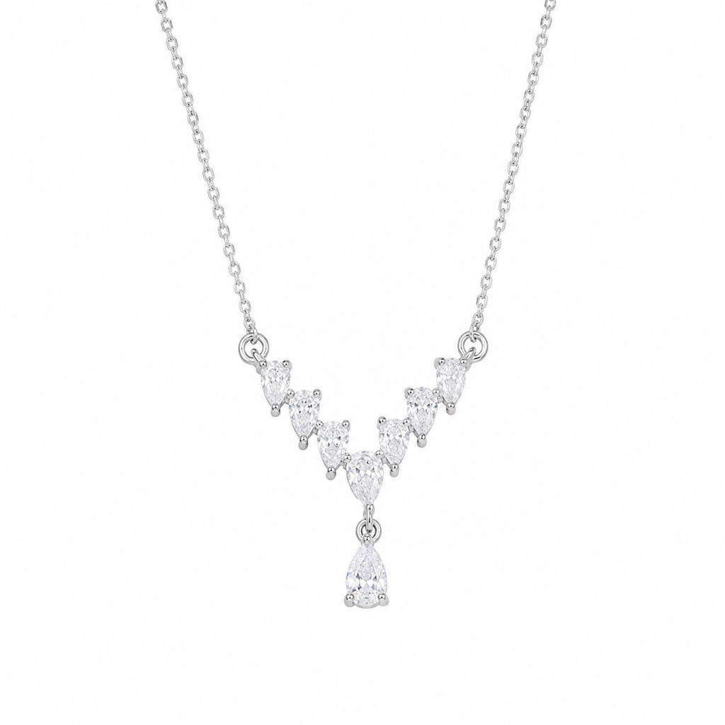 Sparkling Water Drop V-shaped Necklace