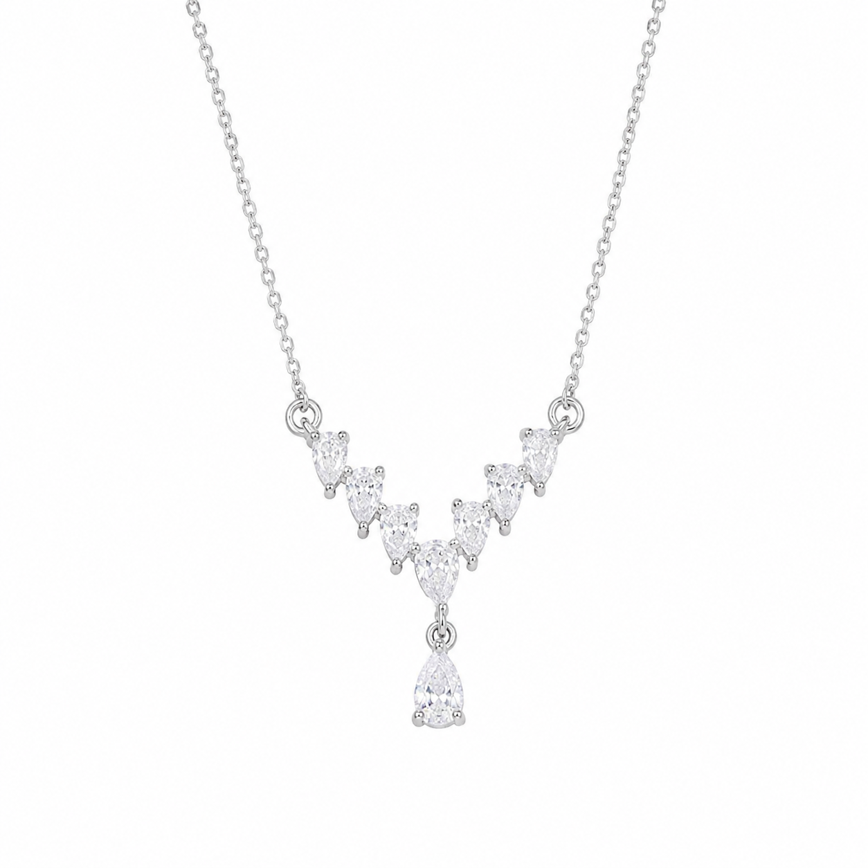 Sparkling Water Drop V-shaped Necklace
