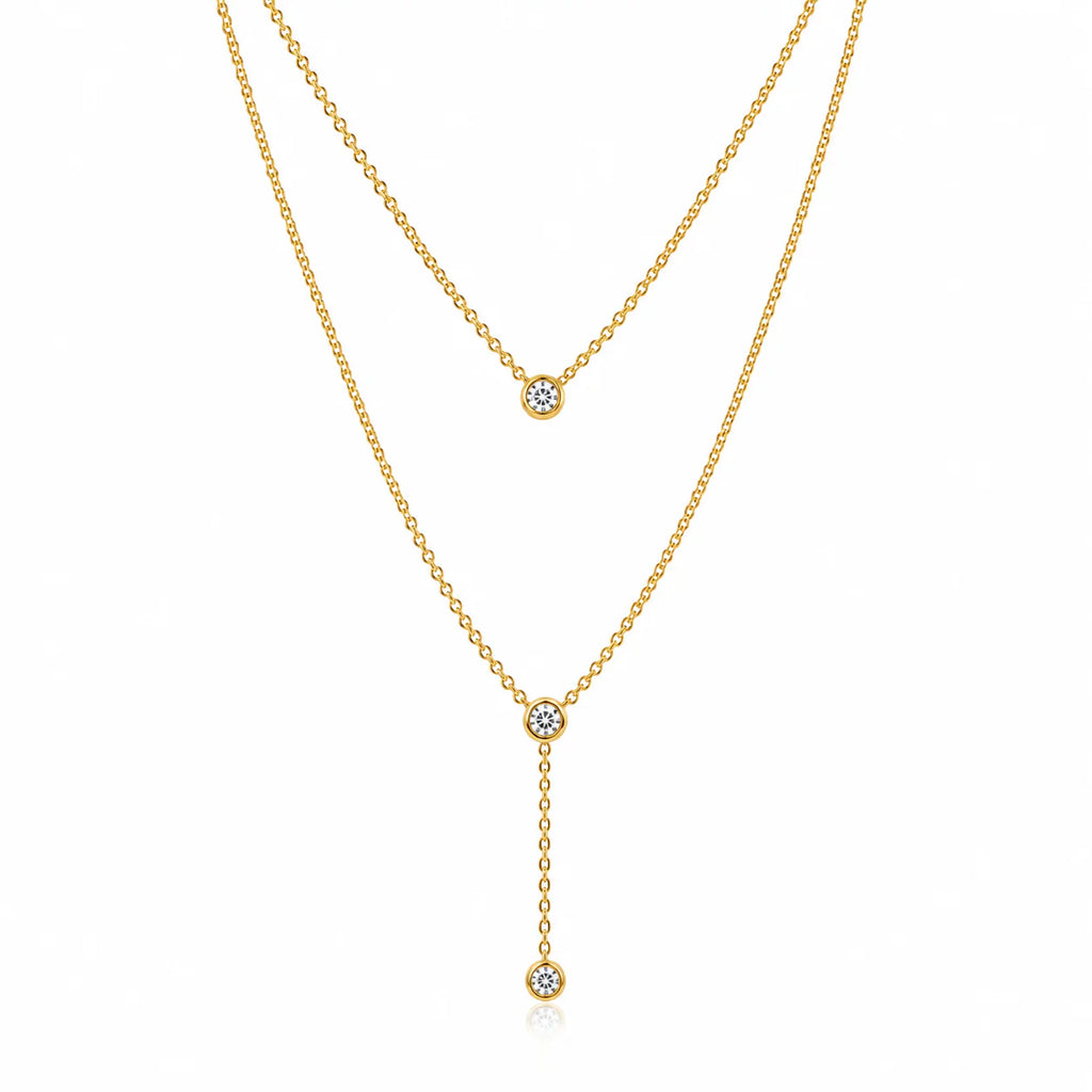 Dual Layer Diamond Charms Necklace