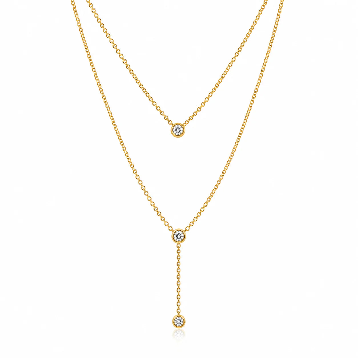 Dual Layer Diamond Charms Necklace