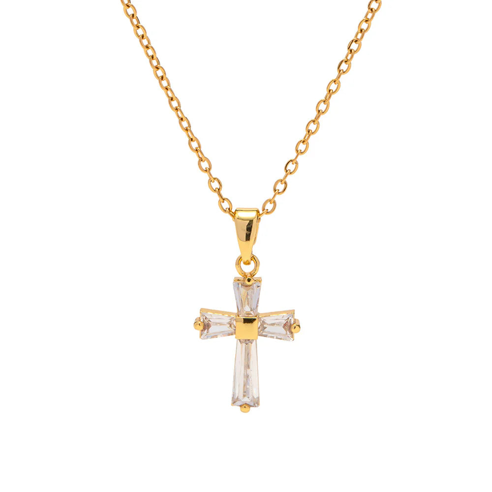 Cubic Zirconia Cross Pendant Necklace