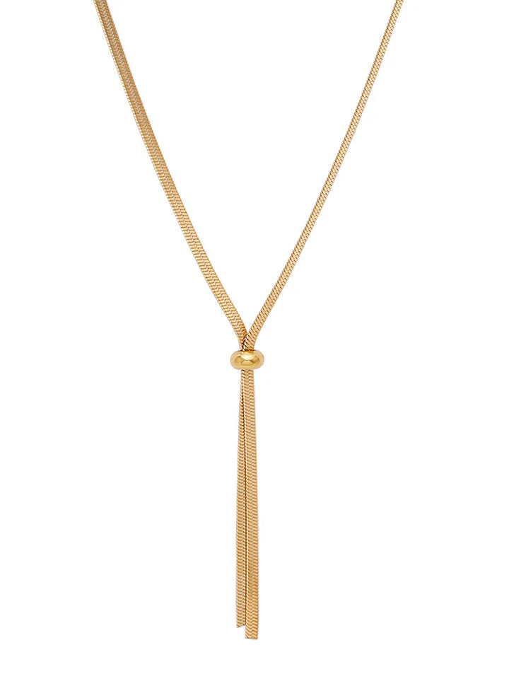 Long Adjustable Snake Bone Flat Chain Necklace