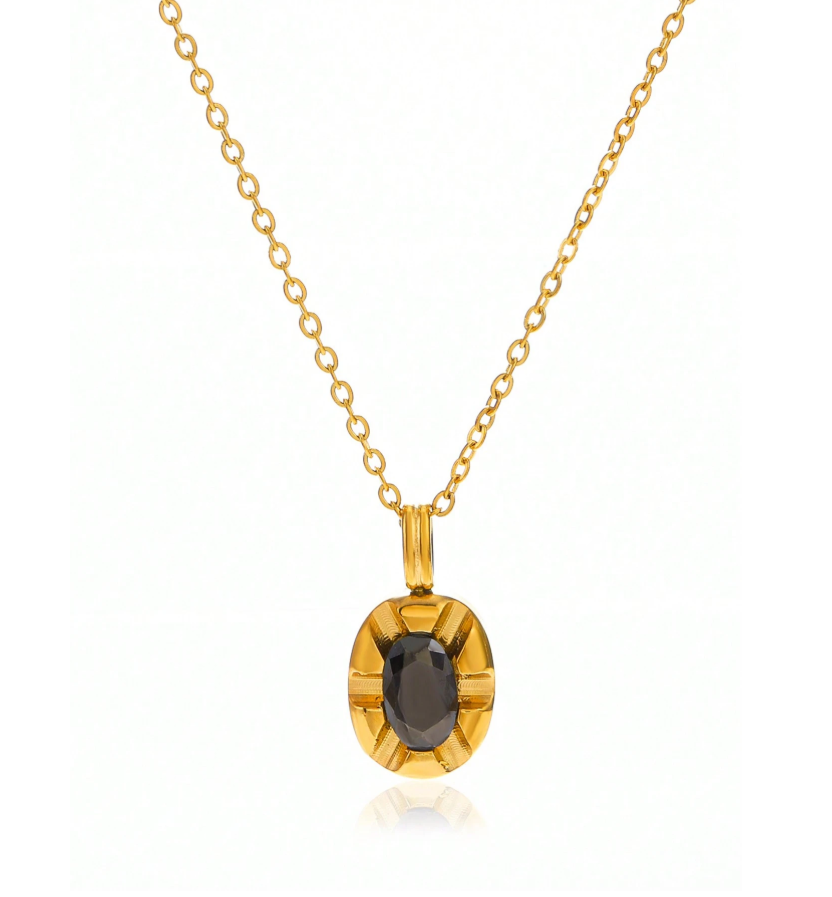 Retro Black Diamond Pendant Necklace
