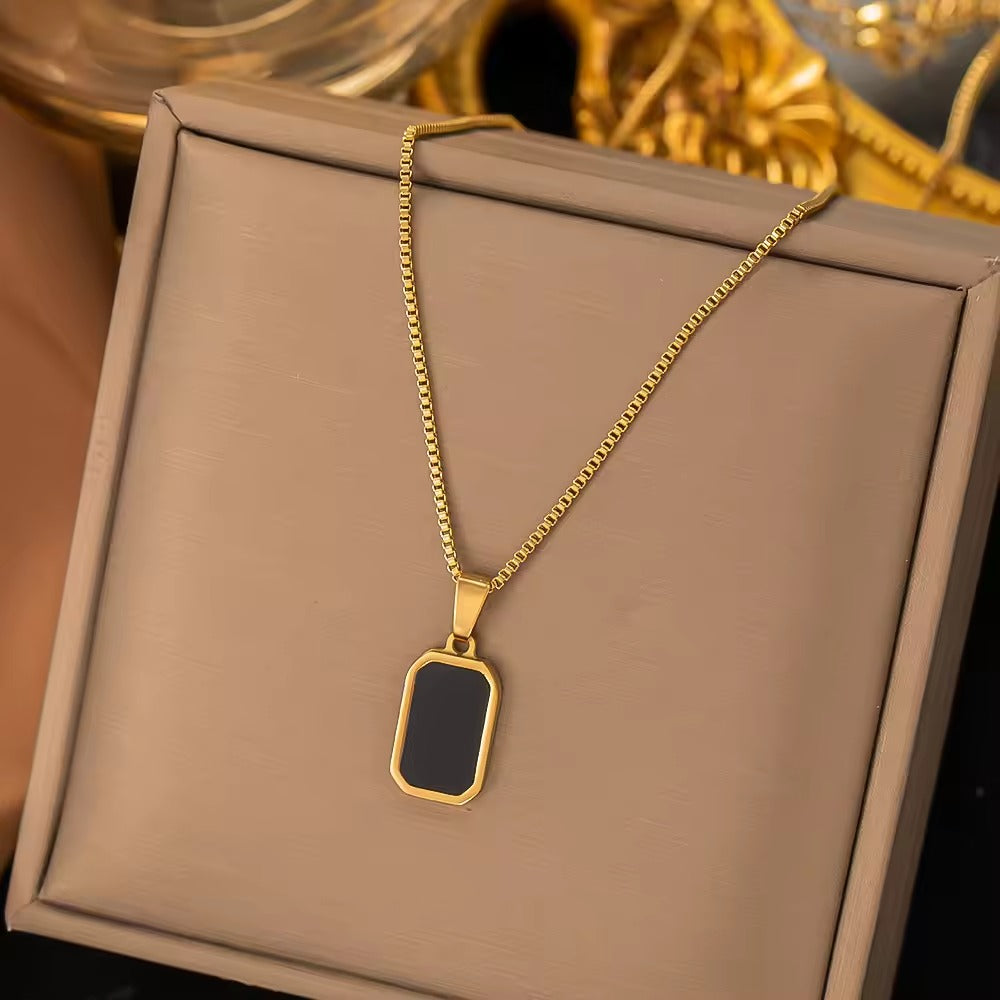 Black Bar Pendant Unisex Necklace