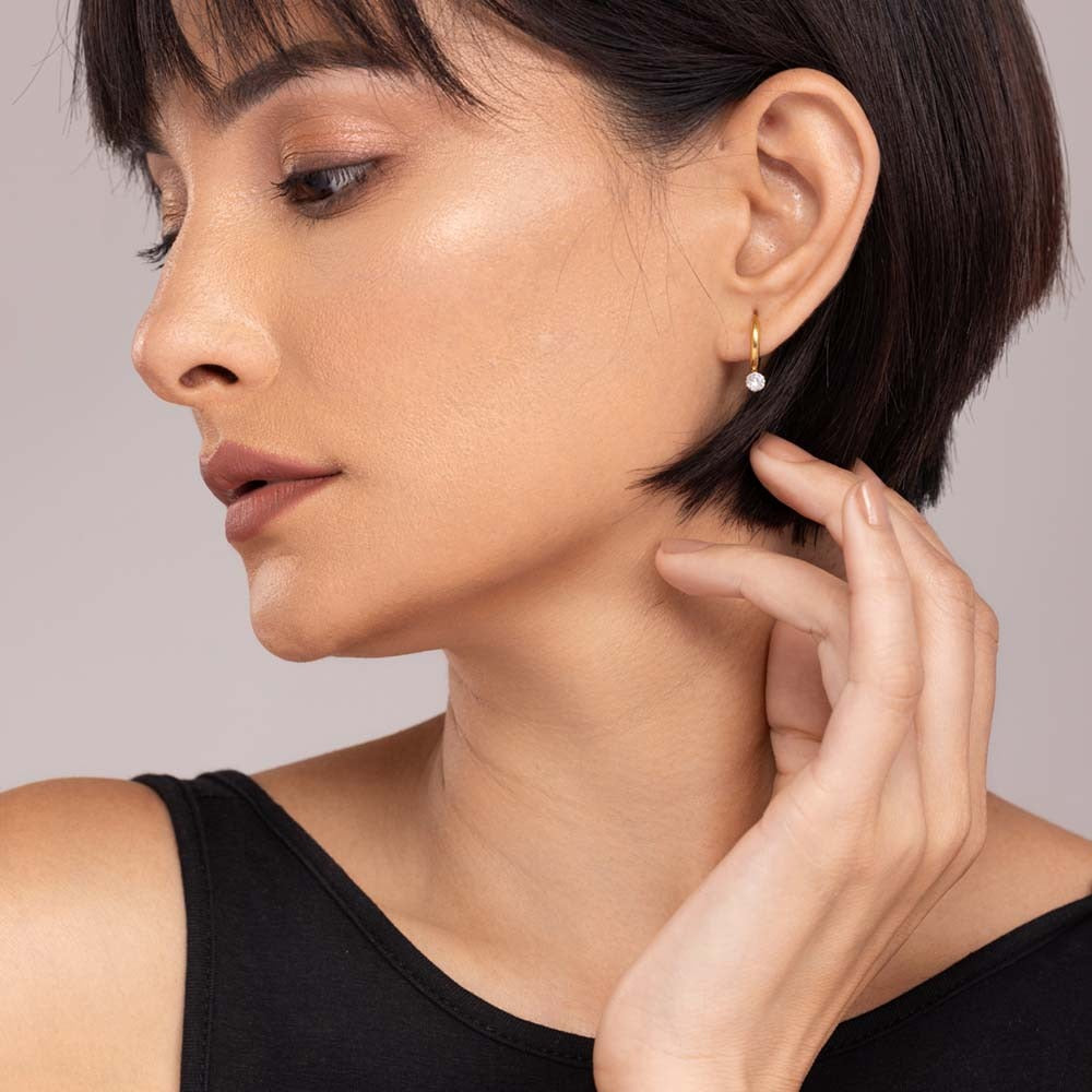 Solitaire Hoop Earrings