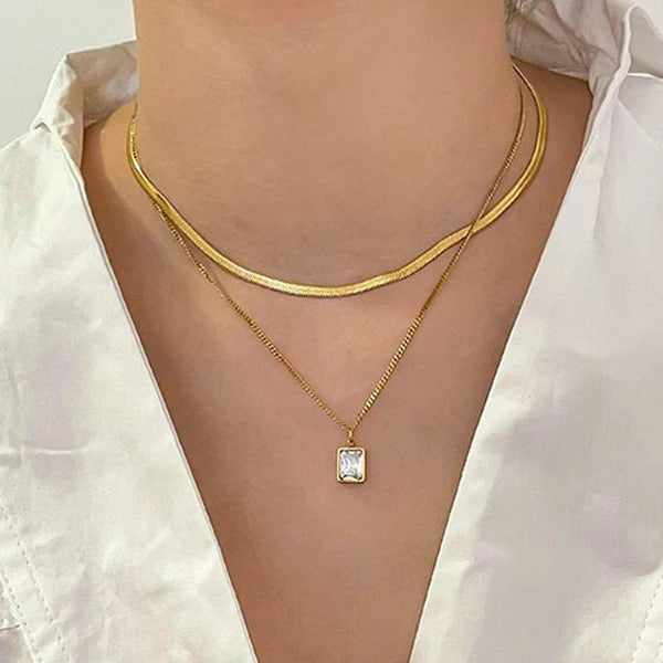 White Emerald Two- Layer Necklace