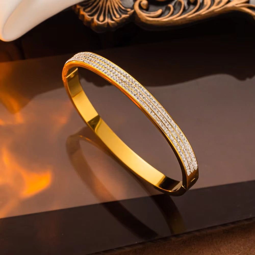 Micro Layered Zirconia Studed Bangle Bracelet