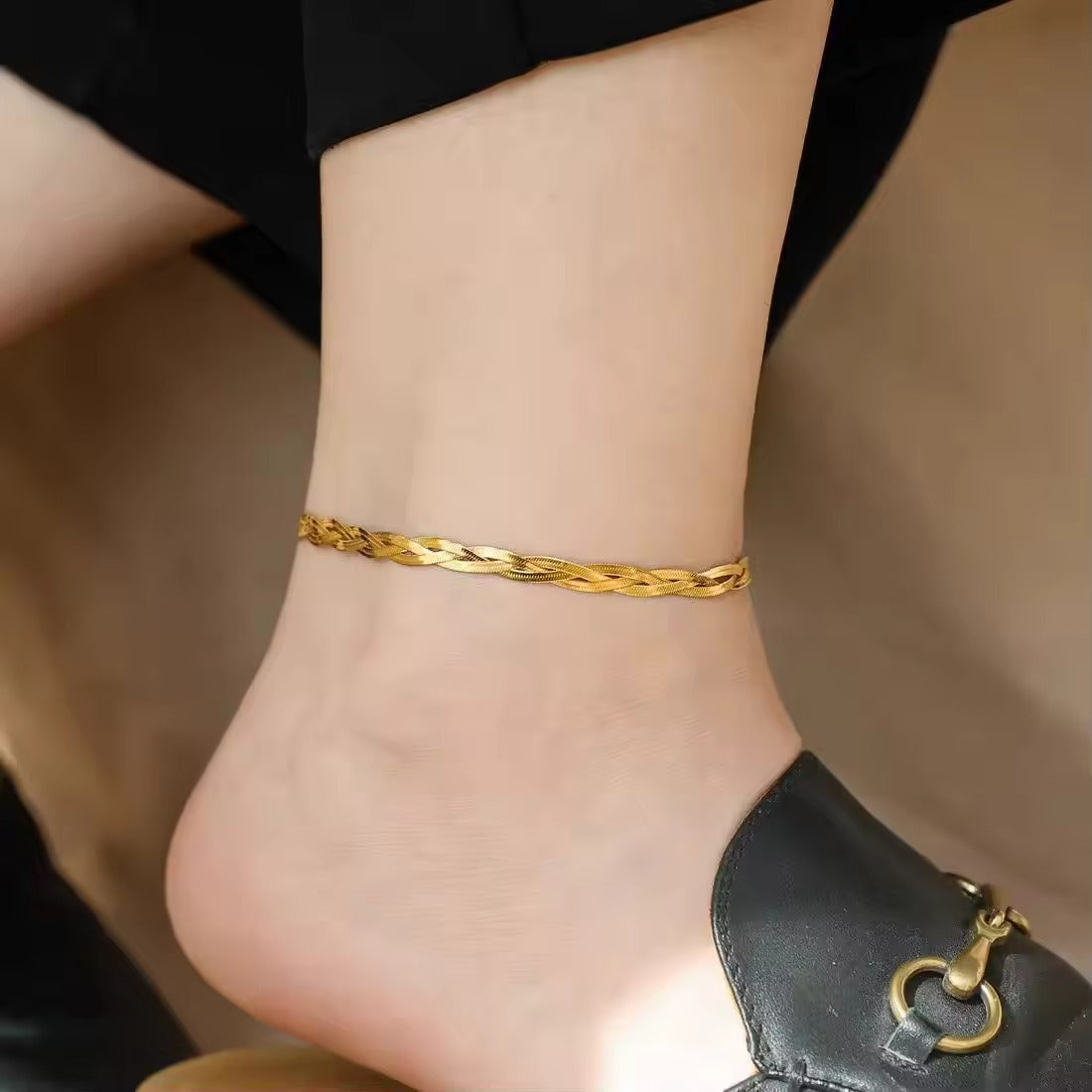 Three Layer Sanke Chain Braided Anklet