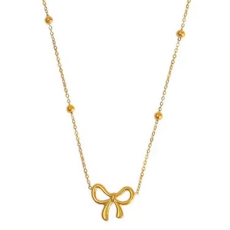 Beads Chain Bow Necklace