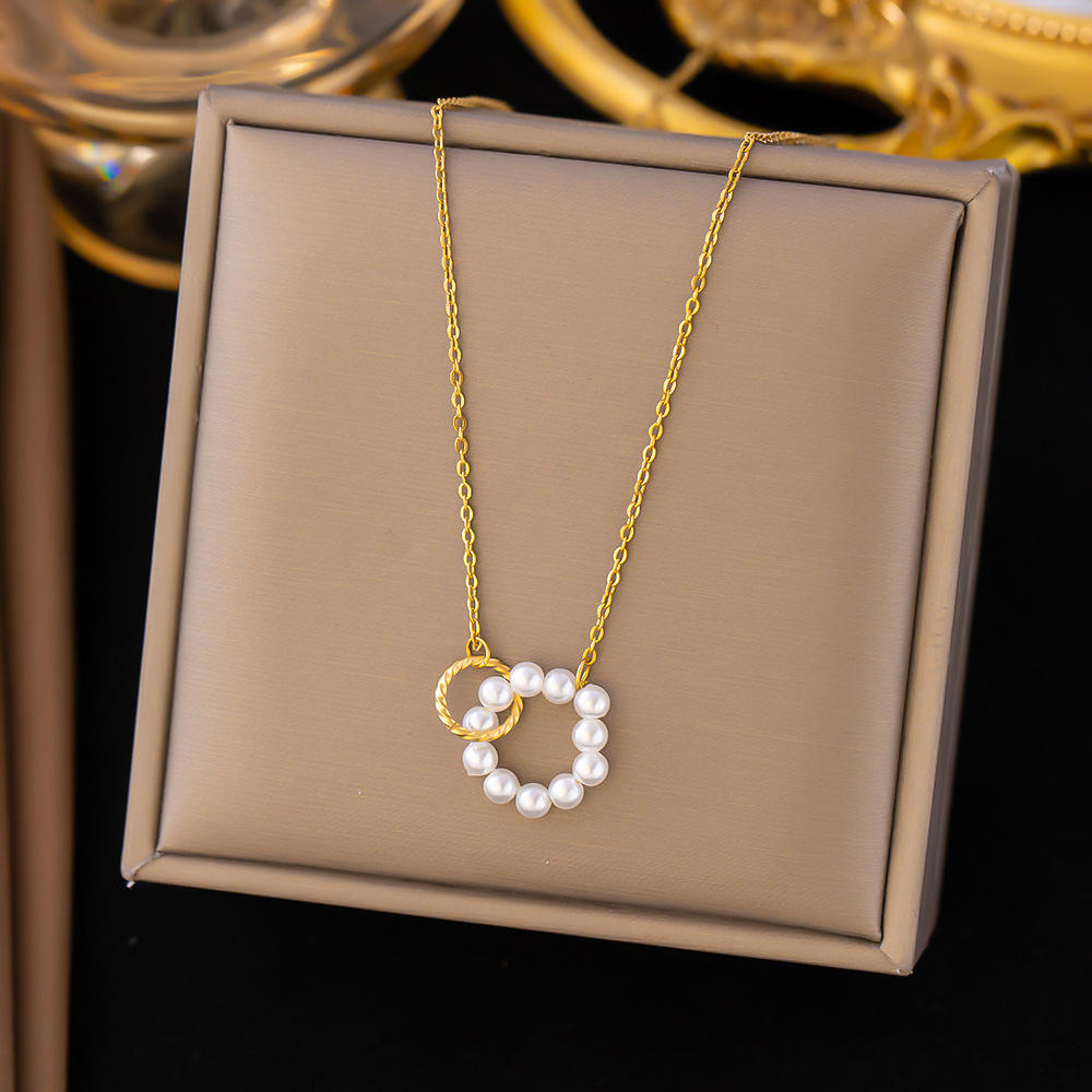 Pearl Interlocked Ring Necklace