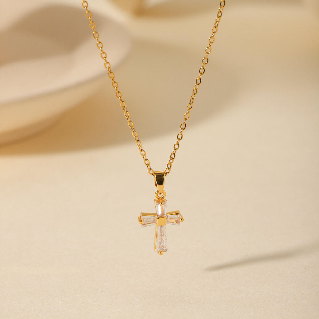 Cubic Zirconia Cross Pendant Necklace