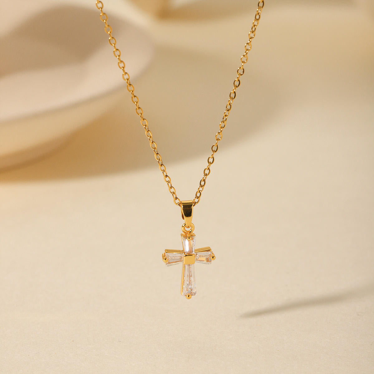 Cubic Zirconia Cross Pendant Necklace