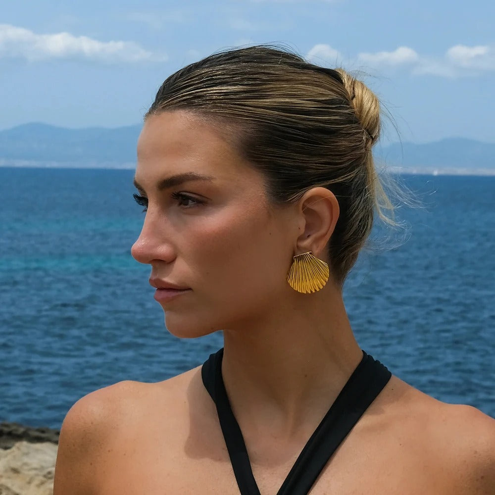Big Shell Shaped Stud Earrings