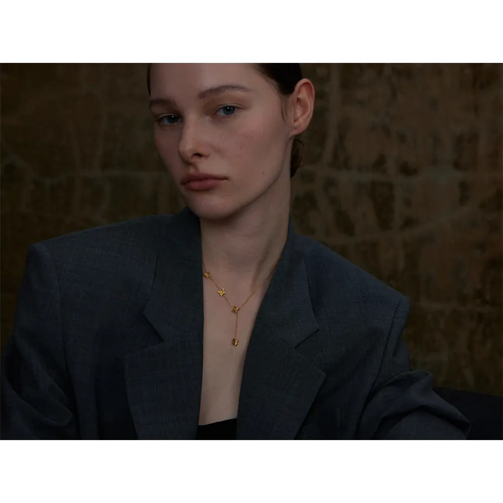 Three Butterflies Drop Necklace