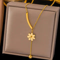 Flower Bar Ball Drop Necklace