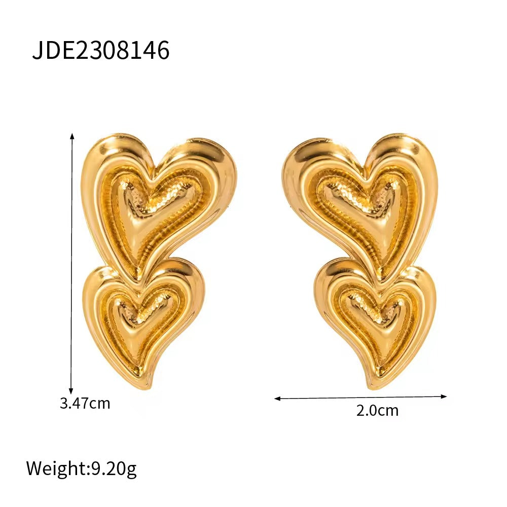 Double Heart Stud Earrings
