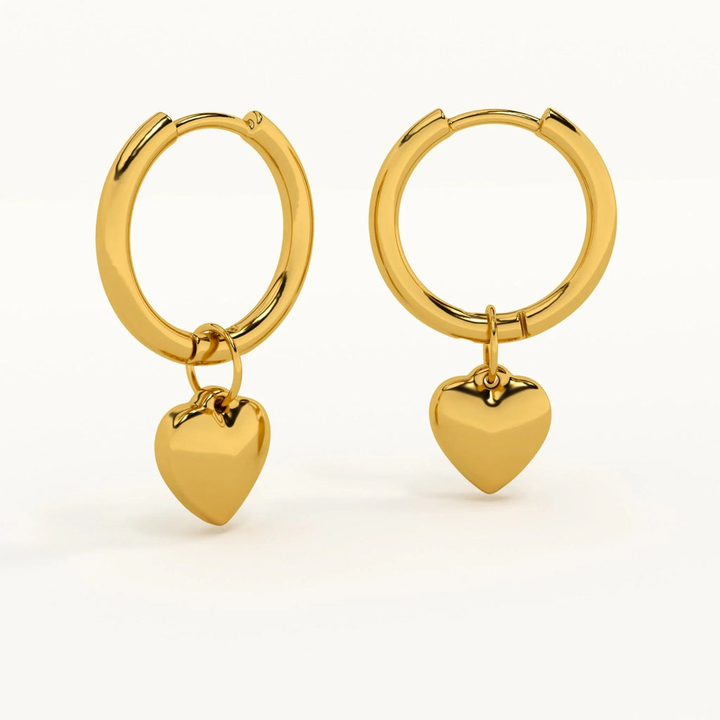 Heart Drop Hoop Earrings